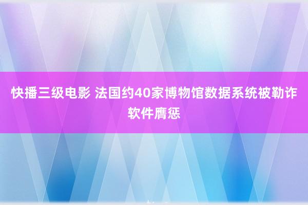 快播三级电影 法国约40家博物馆数据系统被勒诈软件膺惩