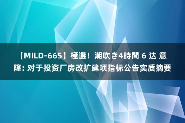 【MILD-665】極選！潮吹き4時間 6 达 意 隆: 对于投资厂房改扩建项指标公告实质摘要