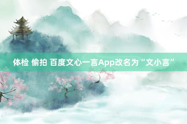 体检 偷拍 百度文心一言App改名为“文小言”