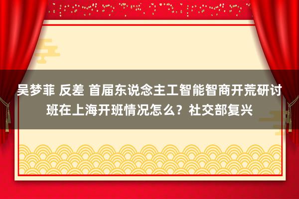 吴梦菲 反差 首届东说念主工智能智商开荒研讨班在上海开班情况怎么？社交部复兴